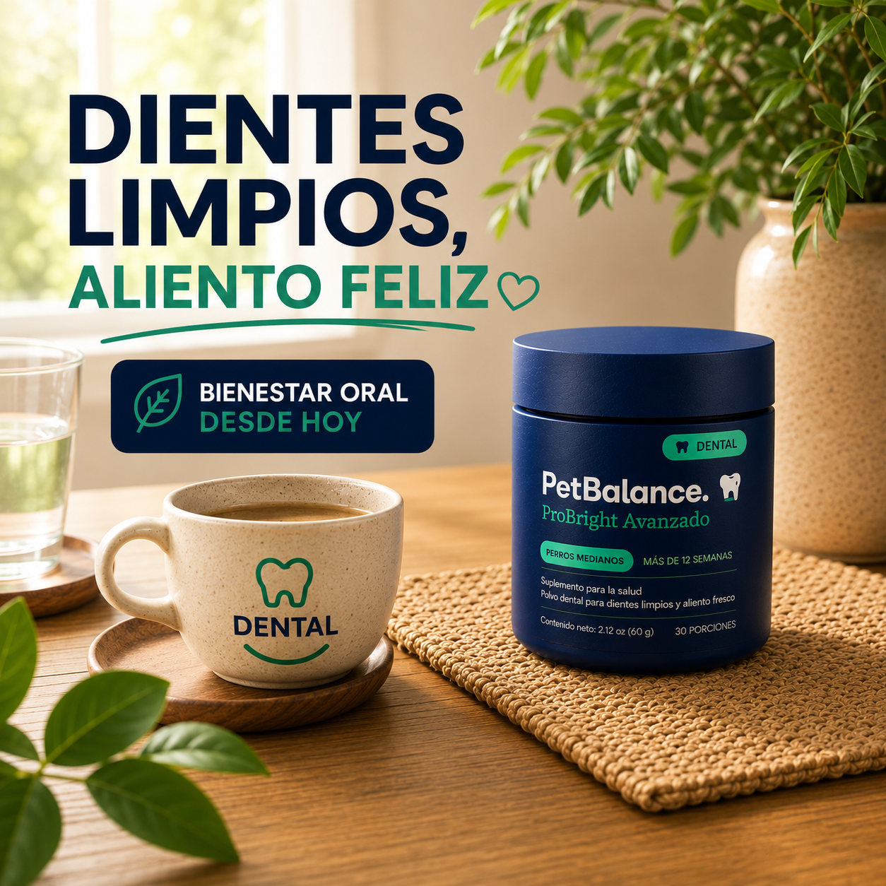 Polvo Dental para Perros — Cuidado Diario para un Aliento Fresco